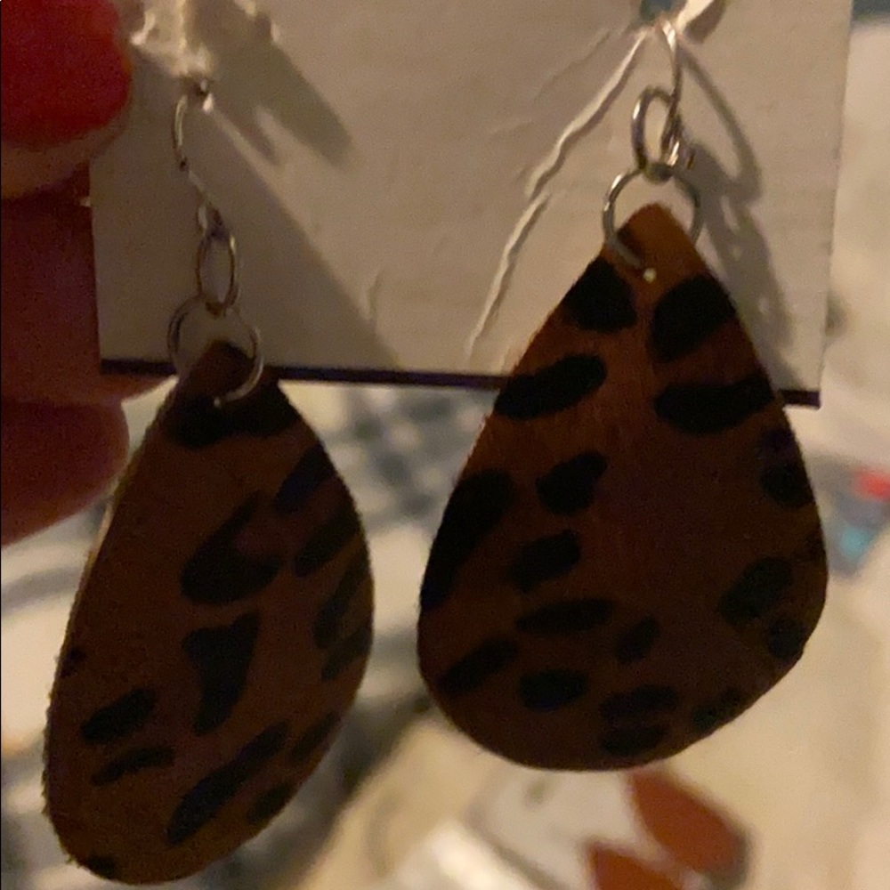 Leopard Leather Earrings
